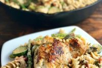 Creamy Goat Cheese Chicken & Veggie Pasta