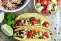 Salmon Tacos with Candied Jalapeno and Strawberry Avocado Salsa