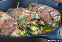 Crispy Bacon Wrapped Chicken Stuffed with Garden Vegetables