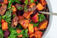 Candied Pecan Kale Salad with Sweet Potato and Beets