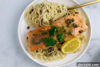 Zesty Salmon Piccata Pasta Dairy Free Gluten Free