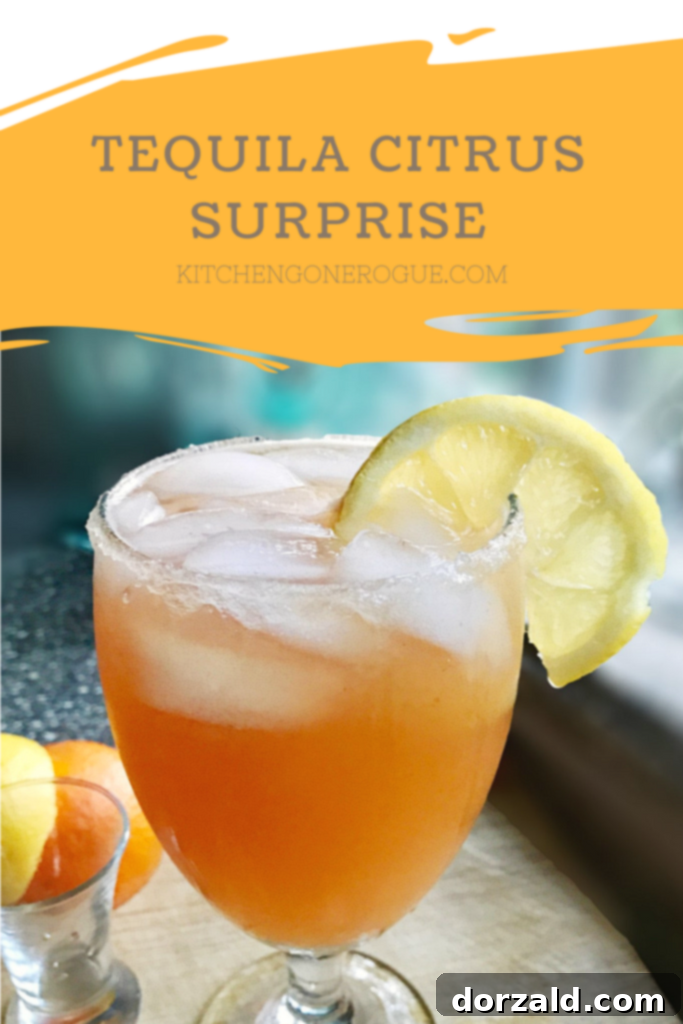 Tequila Citrus Surprise 2 Tequila Citrus Surprise Cocktail ingredients ready for mixing.