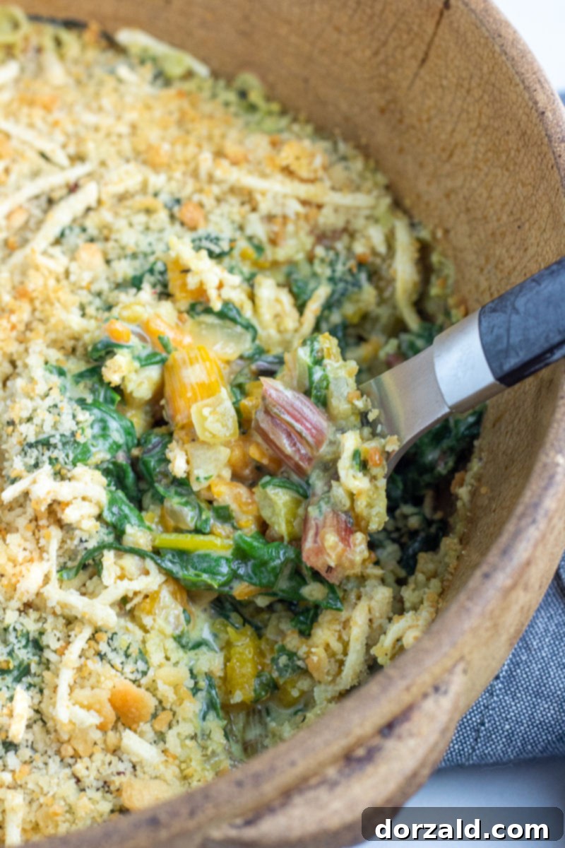 creamy dairy-free swiss chard and butternut squash casserole
