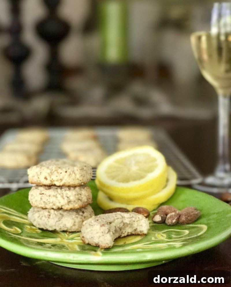 Lemon Almond Wine Cookies: easy, dairy-free, gluten-free, vegan