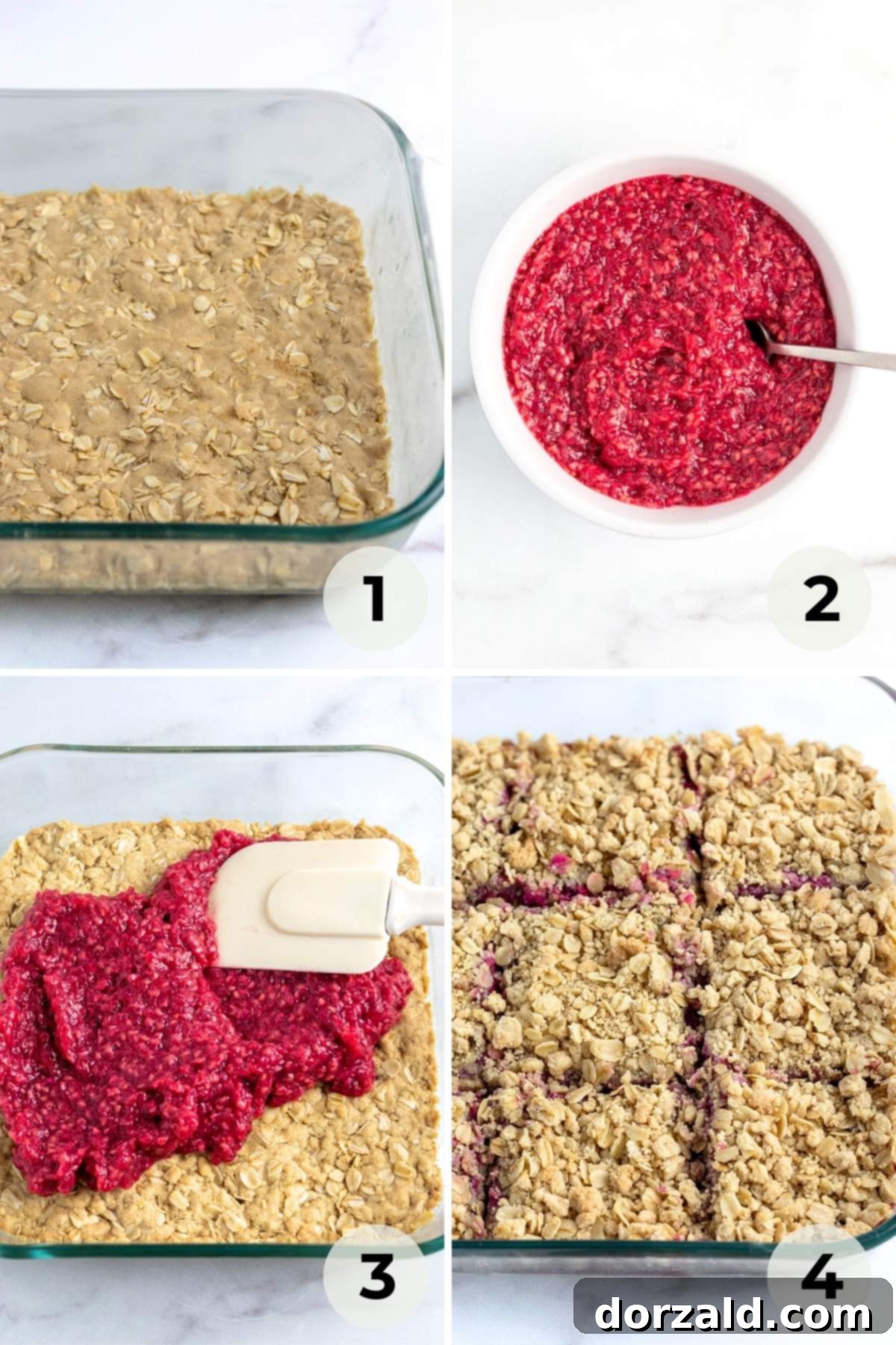 Luscious Gluten-Free Vegan Raspberry Bars 6 Steps for making gluten-free raspberry bars: preparing the crust
