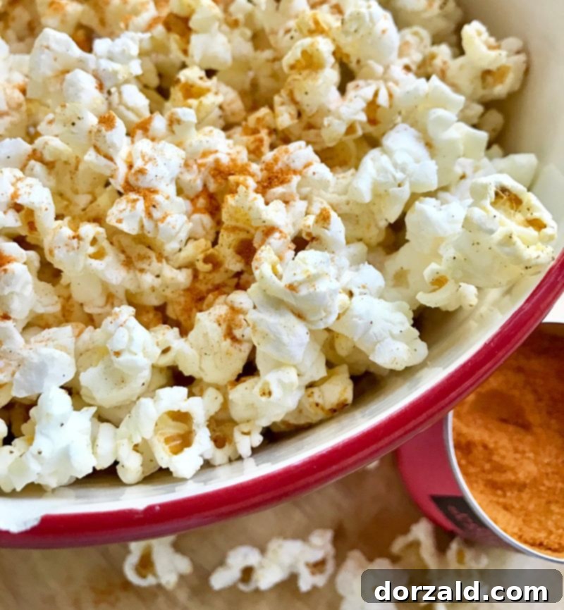 Delicious Easy Spicy Air Popped Popcorn, a healthy snack alternative
