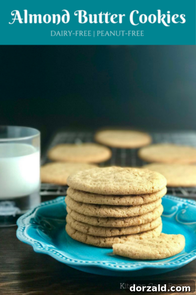 Vegan Almond Butter Delights 4 Dairy-Free Almond Butter Cookies in a kitchen setting with 'Kitchen Gone Rogue' branding
