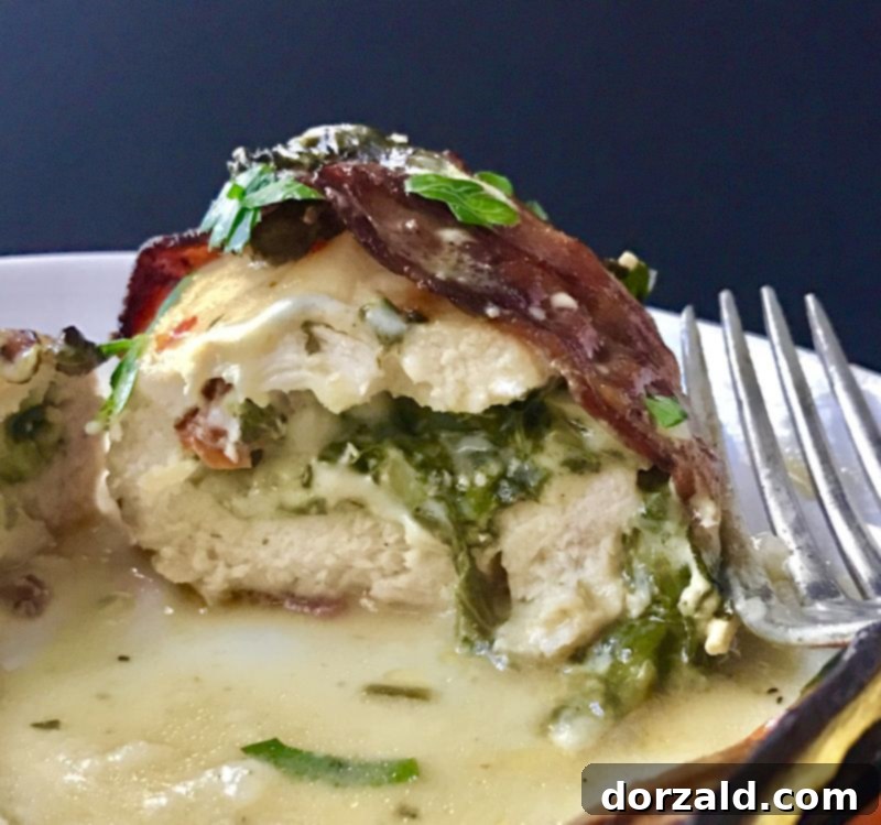 Bacon-Wrapped Chicken with Creamy Spinach Filling 2 Bacon Wrapped Spinach Stuffed Chicken