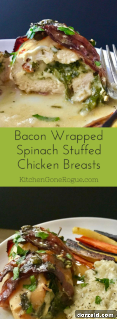 Bacon-Wrapped Chicken with Creamy Spinach Filling 4 Bacon Wrapped Spinach Stuffed Chicken from Kitchen Gone Rogue