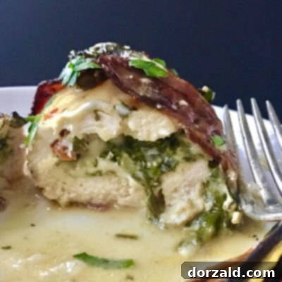 Bacon-Wrapped Chicken with Creamy Spinach Filling 5 Bacon Wrapped Spinach Stuffed Chicken