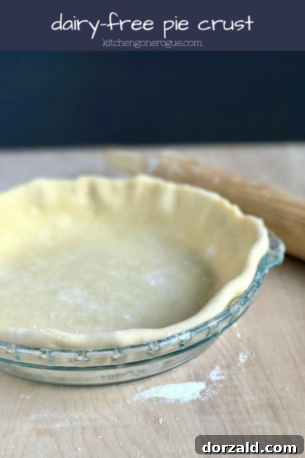 Flaky Dairy-Free Pie Crust 2 Flaky homemade dairy-free pie crust prepared for baking