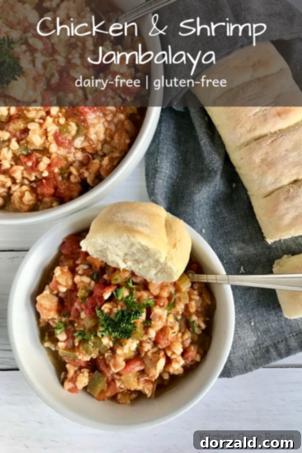 Cajun Chicken and Shrimp Jambalaya 6 Chicken and Shrimp Jambalaya recipe image for Pinterest