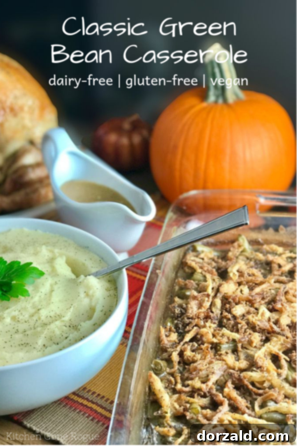 Another angle of the delicious Dairy-Free Gluten-Free Green Bean Casserole, perfect for sharing with friends and family