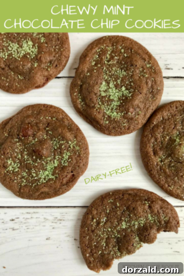 Chewy Mint Chocolate Chip Cookies: Dairy-Free or Classic Recipe by Kitchen Gone Rogue
