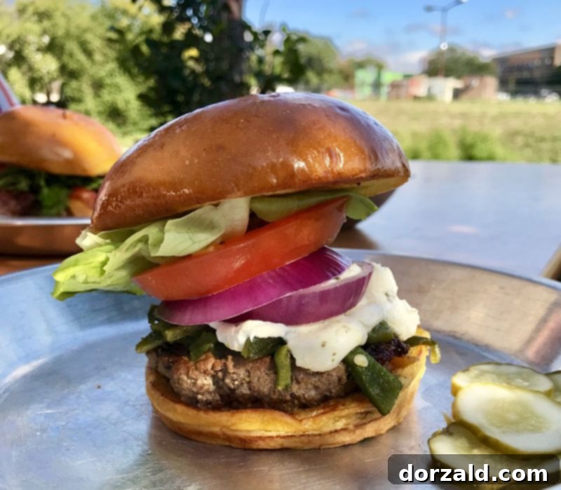 The delicious Telluride Burger at Rodeo Goat Dallas with goat cheese