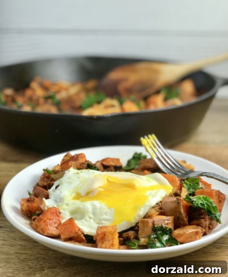 Chorizo Sweet Potato Kale Hash