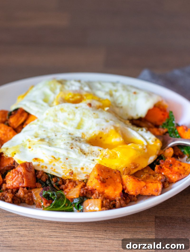dairy free gluten free breakfast sweet potato kale hash eggs