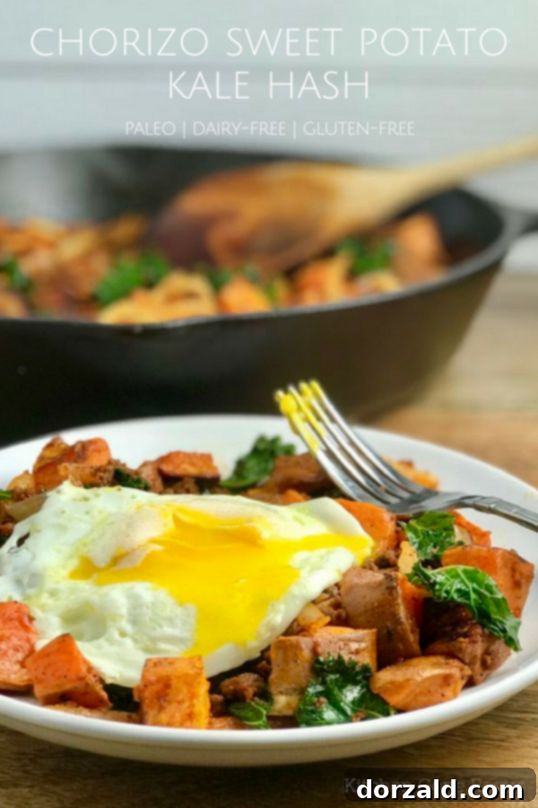 paleo chorizo sweet potato kale hash recipe by kitchen gone rogue