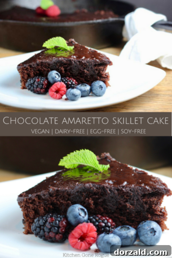 Decadent Vegan Chocolate Amaretto Skillet Cake 5 Vegan amaretto chocolate cake, a Kitchen Gone Rogue creation