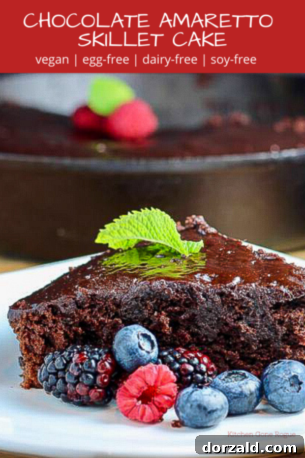 Decadent Vegan Chocolate Amaretto Skillet Cake 6 A delicious and easy chocolate skillet cake that is also dairy-free, egg-free, soy-free and vegan!