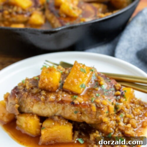 Plated Brown Sugar Pineapple Pork Chops