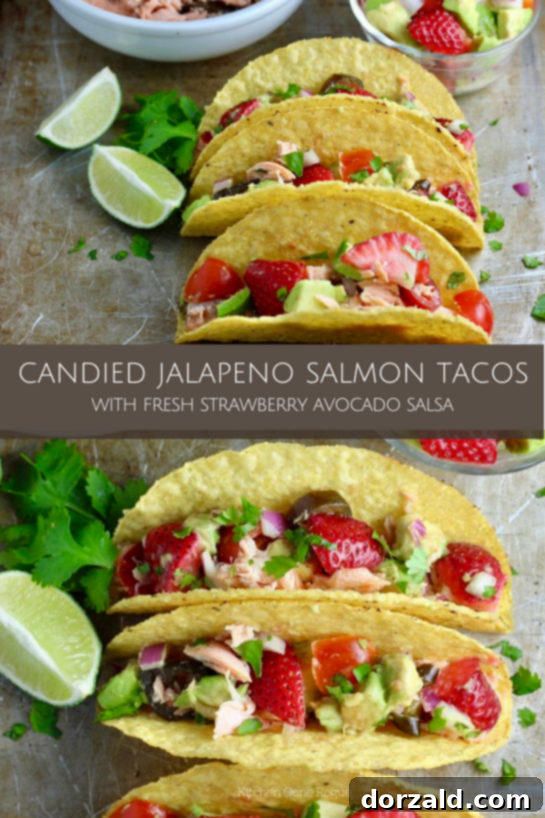 Salmon Tacos with Candied Jalapeno and Strawberry Avocado Salsa 6 Candied Jalapeno Salmon Tacos with Strawberry Avocado Salsa Kitchen Gone Rogue dairy-free and gluten-free