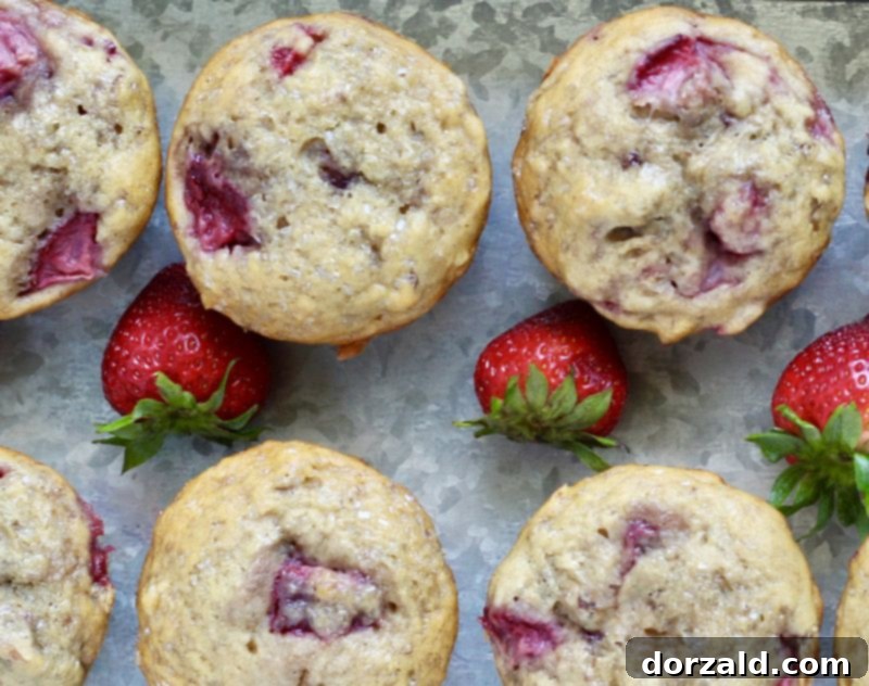 vegan strawberry banana muffins with India Tree sugar crystals