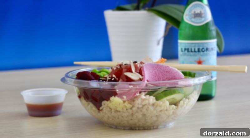 A wide selection of fresh toppings for custom poke bowls at Poke O, Dallas