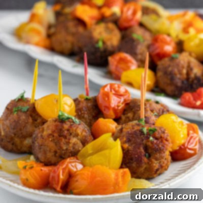 Spicy Turkey Chorizo Meatballs 9 Turkey Chorizo Meatballs with Blistered Oven Roasted Tomatoes