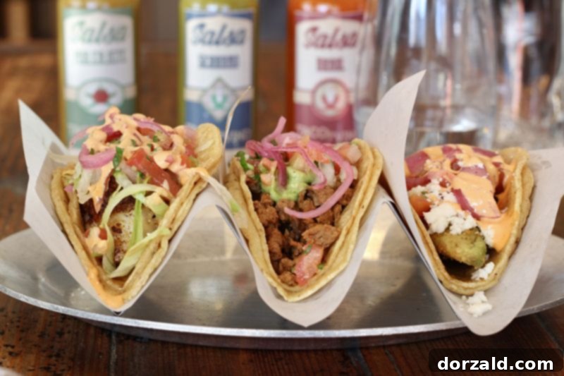 Uncorking Flavors at Taco y Vino 4 Selection of three tacos at Taco y Vino