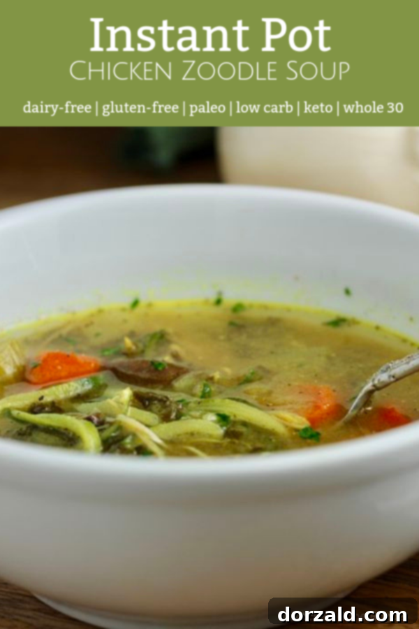 Instant Pot Chicken Zoodle Soup - Whole30, Paleo, Gluten-Free Comfort Food