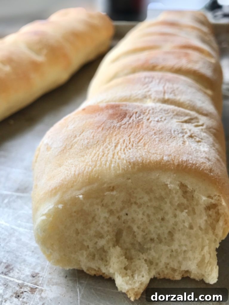 Delicious homemade French bread, fresh out of the oven