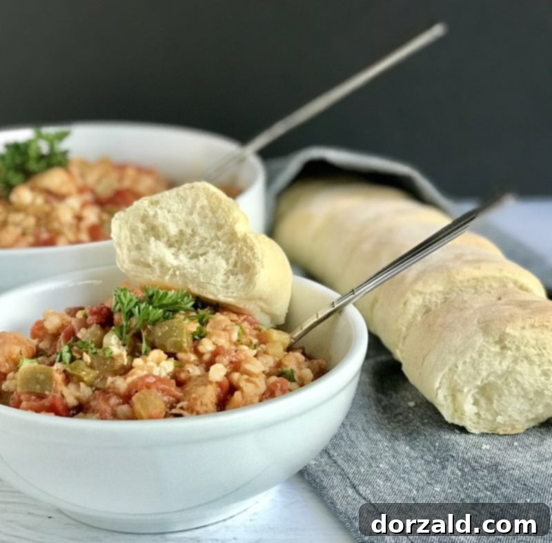 Hearty chicken and sausage jambalaya, perfect with French bread