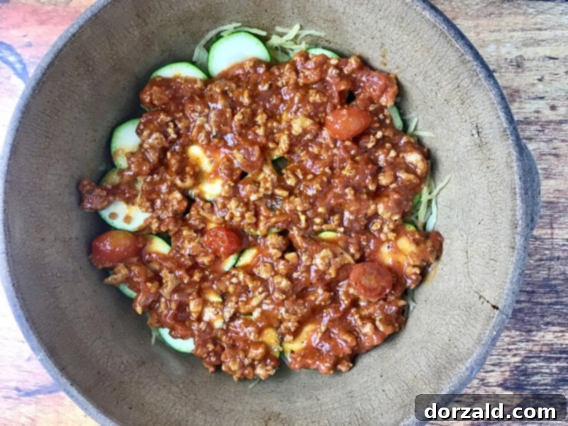 spaghetti squash zucchini lasagna meat sauce layer