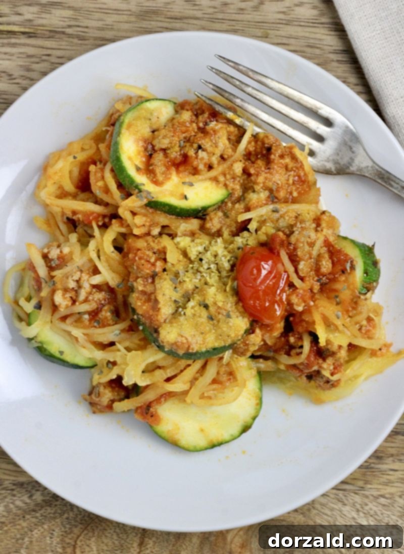 spaghetti squash zucchini lasagna serving