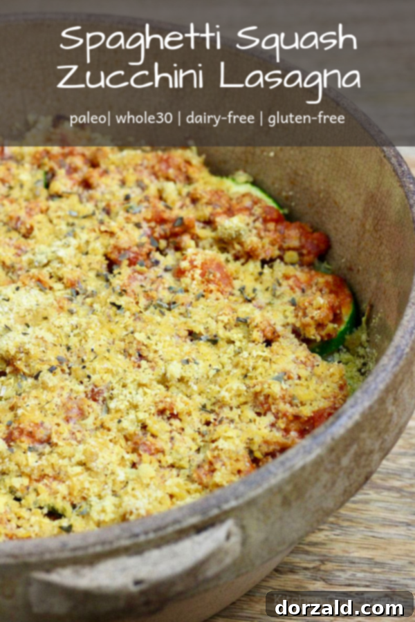 spaghetti squash zucchini lasagna pin graphic