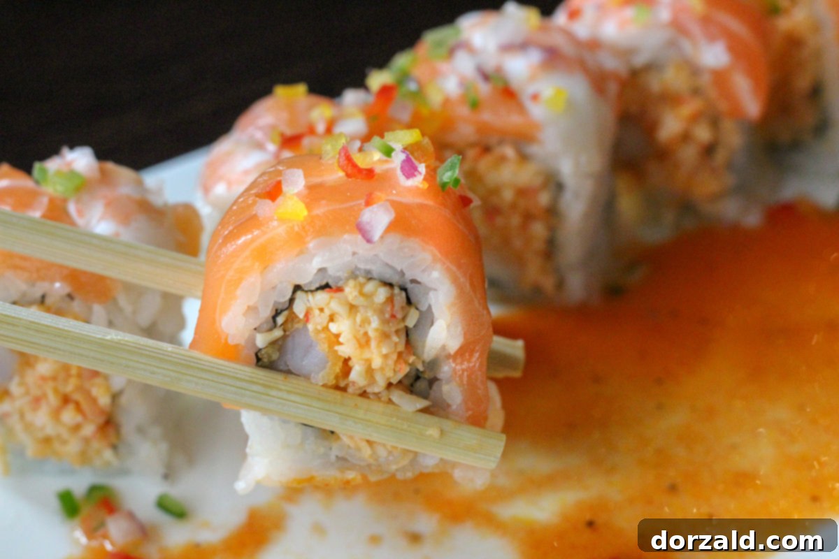 Chopsticks holding a piece of sushi at Edoko restaurant in Richardson, Texas - photo by Kelly Kirkendoll