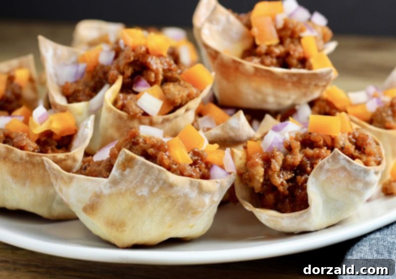 Sloppy Joe Wonton Bites 2 sloppy joe wonton cups