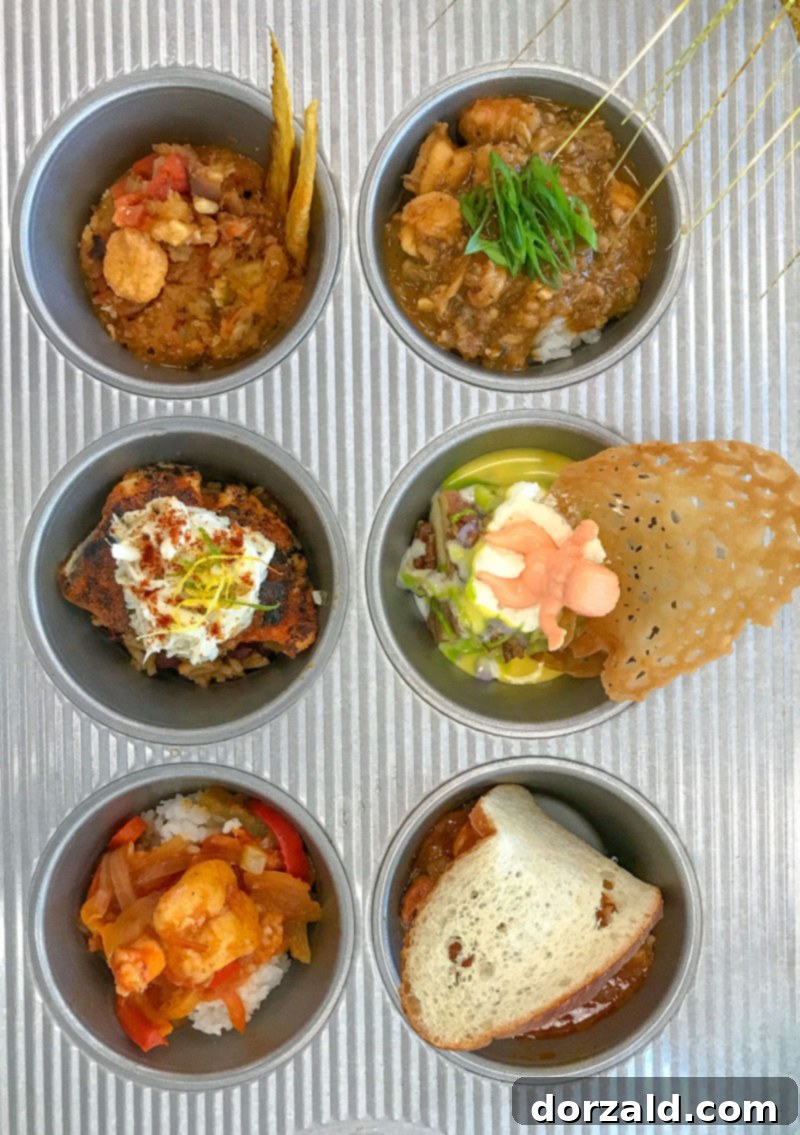 Full spread of the Mardi Gras menu items presented at The Bistro in Garland ISD