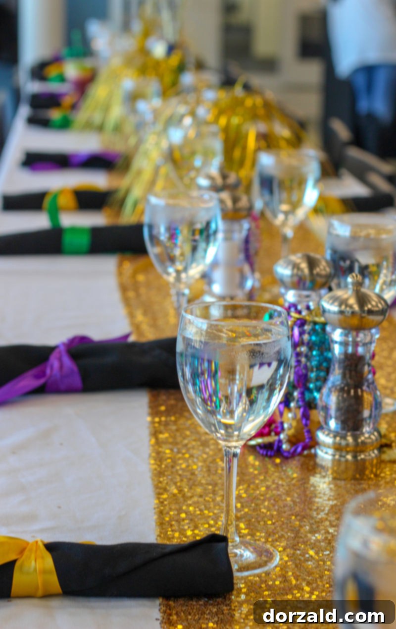 Gilbreath-Reed Tech Center Bistro 3 mardi gras table decorated by students at gilbreath-reed career and technical center garland texas