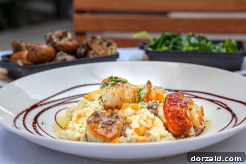 Saint Ann Dallas Scallops with sides of mushrooms and spinach