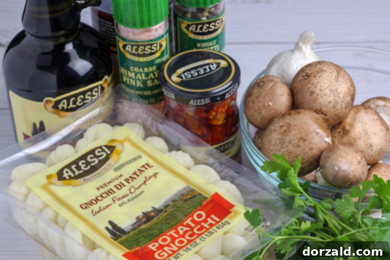 pan-fried gnocchi with mushroom cream sauce vegan recipe ingredients