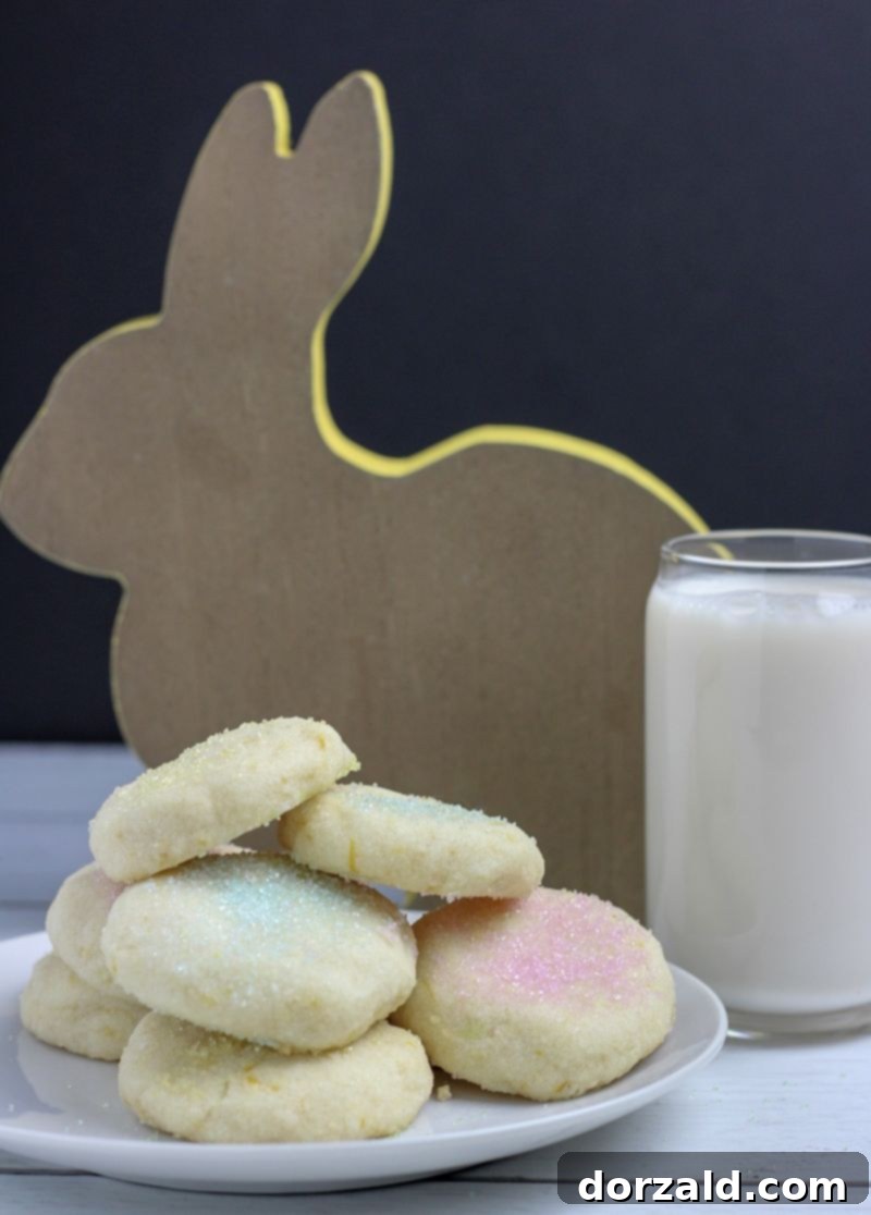 Vegan Coconut Lemon Shortbread Cookies with milk and easter bunny