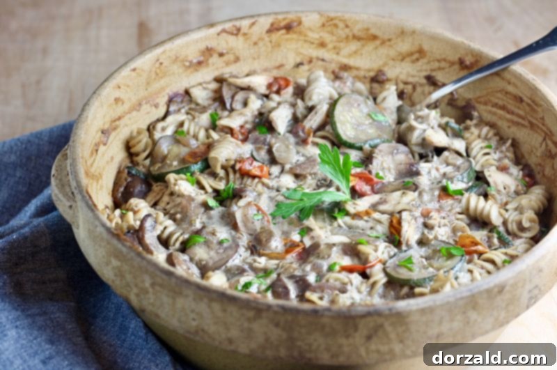 non-dairy creamy vegetable chicken pasta