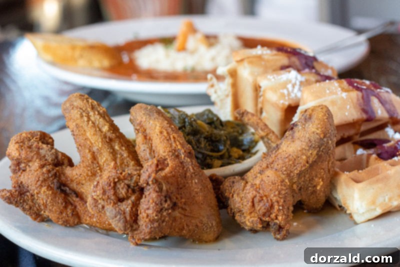 chicken wings with buttons chicken and waffles dish Fort Worth