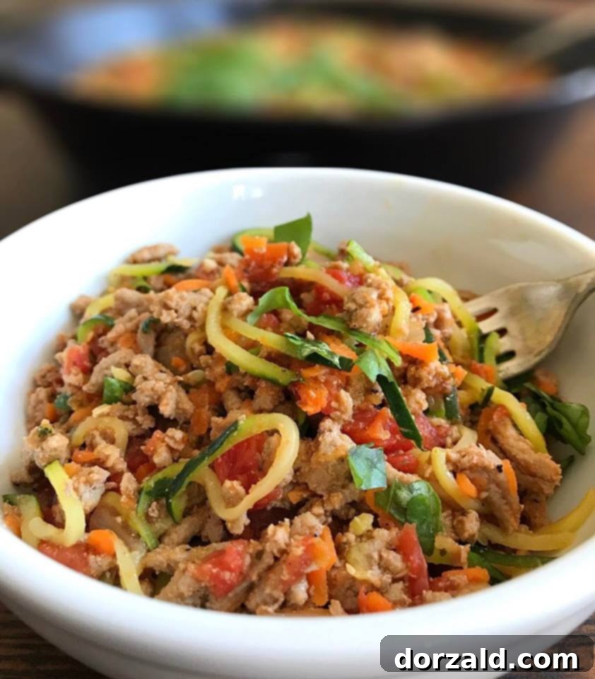 Healthy Zucchini Noodles with Turkey Vegetable Marinara for a Low-Carb Diet