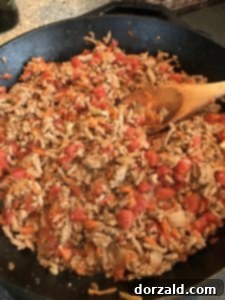 Rich turkey vegetable marinara simmering