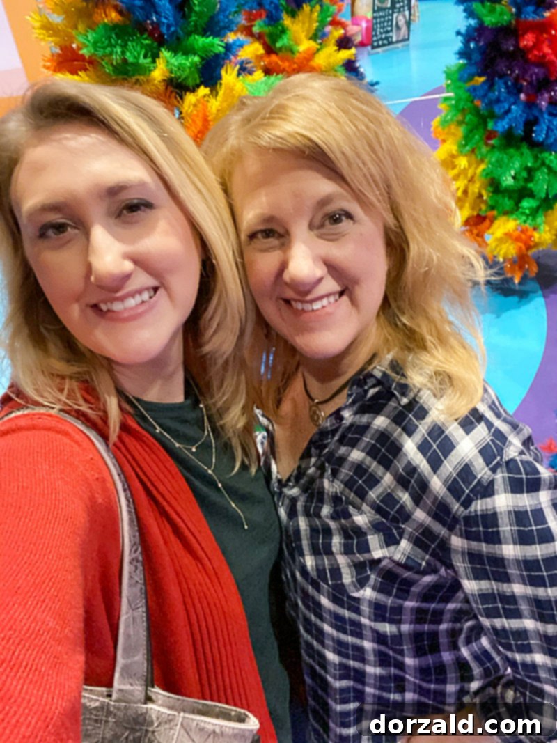 Four Generations Enjoy Plano Crayola Experience 13 Mother and daughter selfie at Crayola Experience holiday display