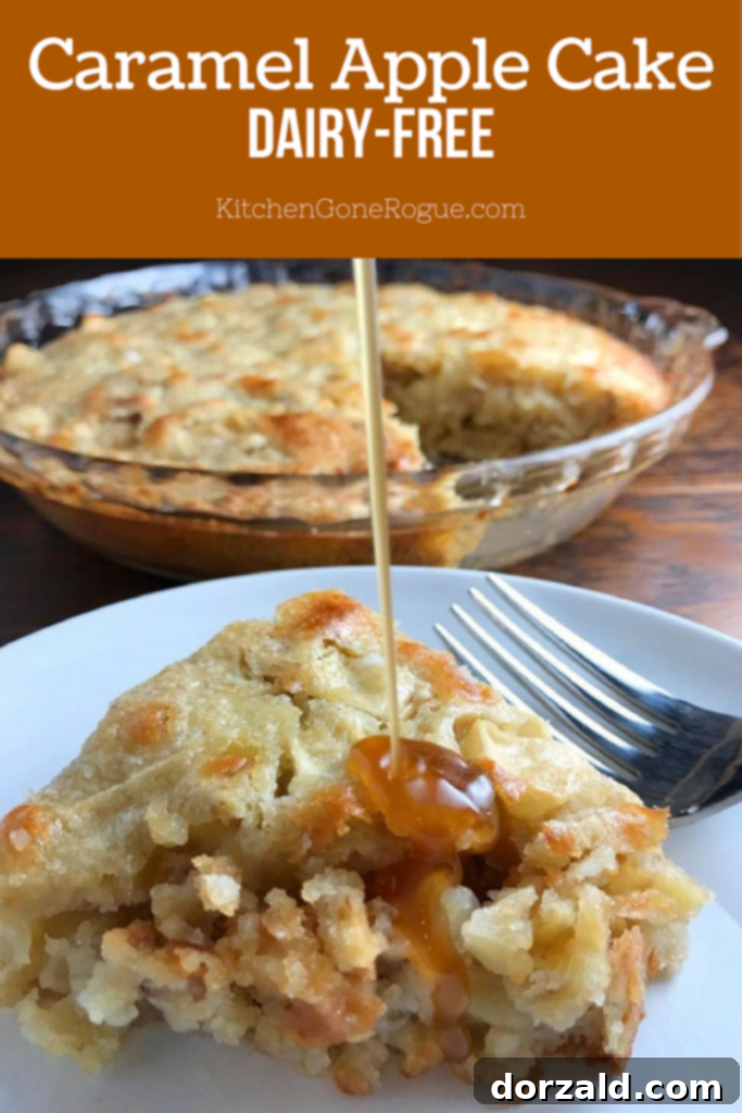 Dairy-Free Caramel Apple Cake with caramel drizzle