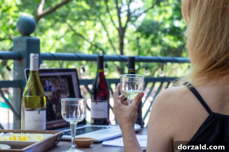 Kuhlman Cellars virtual wine tasting tour setup at home